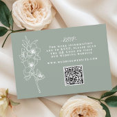 Botanical Sage Green Wedding QR Code 出欠カード