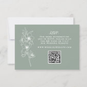 Botanical Sage Green Wedding QR Code 出欠カード (正面)