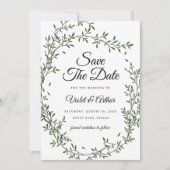 Botanical Sage Wreath Wedding Save The Date  招待状 (正面)