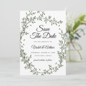 Botanical Sage Wreath Wedding Save The Date 招待状 (スタンド正面)