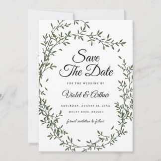 Botanical Sage Wreath Wedding Save The Date  招待状
