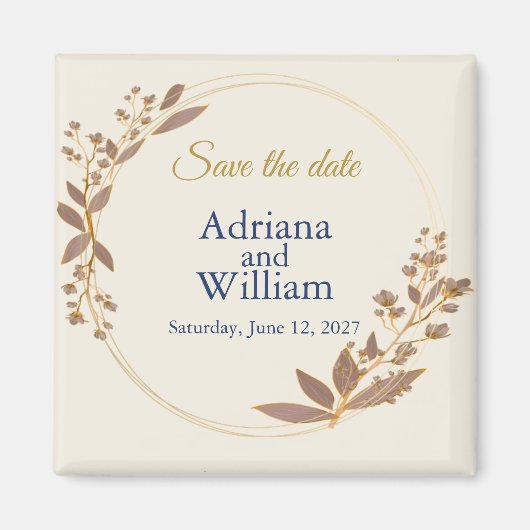Botanical Save the Date Magnet, Personalized マグネット (正面)