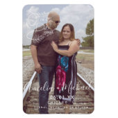 Botanical Script Hand Drawn Save the Date Photo Ma マグネット (縦)