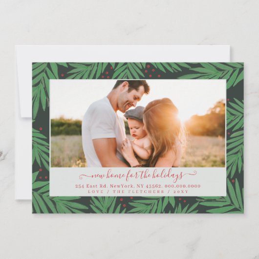 Botanical Script New Home for Holidays写真 シーズンカード (正面)