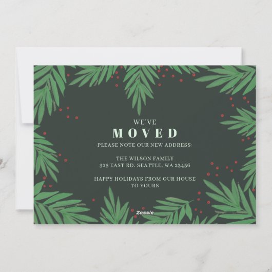 Botanical Script New Home for Holidays写真 シーズンカード (裏面)