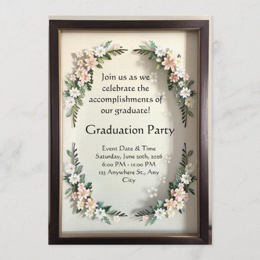 Botanical Shadow Box Graduation 招待状 (正面)