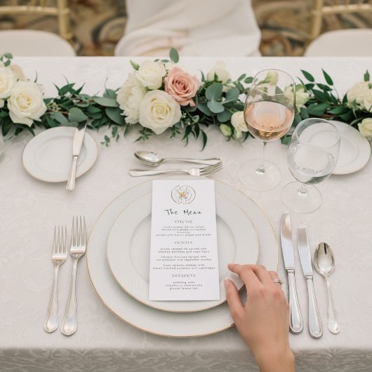 Botanical Sketch Floral Wedding Dinner Menu メニュー