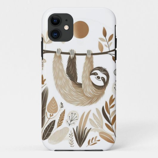 Botanical Sloth Art – Perezoso en Selva Natural Case-Mate iPhoneケース (裏面)