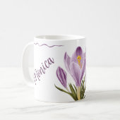 Botanical Spring Crocus Flower コーヒーマグカップ (正面左)