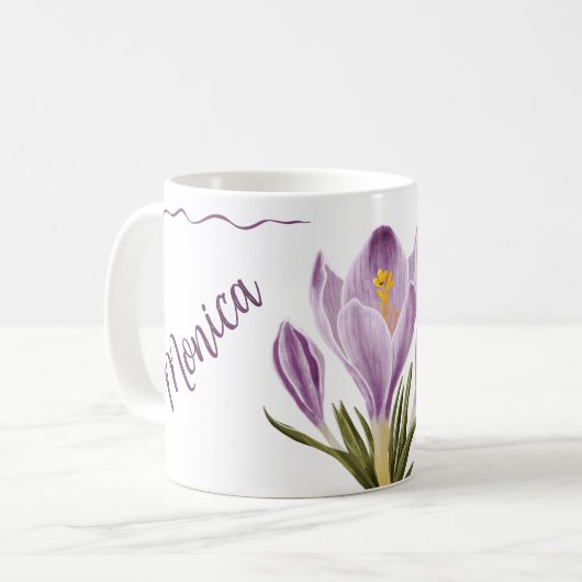 Botanical Spring Crocus Flower コーヒーマグカップ (正面左)