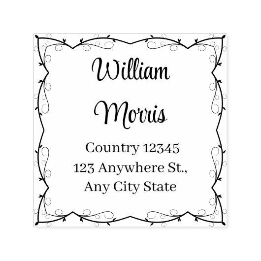 Botanical Square Custom Address Stamp セルフインキングスタンプ (デザイン)