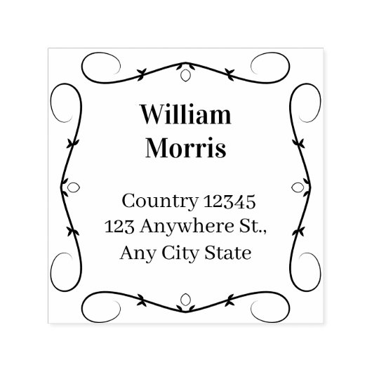 Botanical Square Custom Address Stamp セルフインキングスタンプ (デザイン)