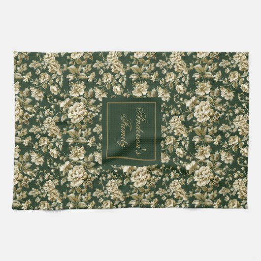 Botanical Style Personalized Chic Kitchen Towel  キッチンタオル (横)