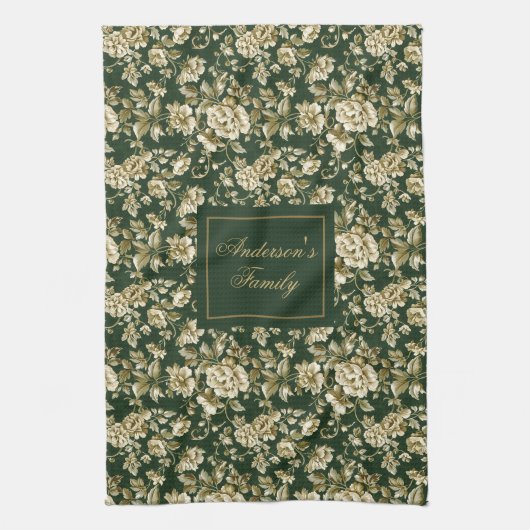 Botanical Style Personalized Chic Kitchen Towel  キッチンタオル (縦)