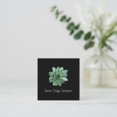Botanical Succulent QR code Modern Black スクエア名刺 (スタンド正面)