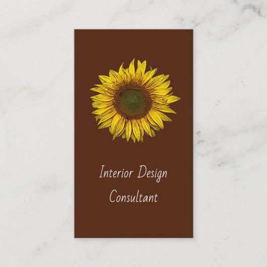 Botanical Sunflower QR code Designer Rustic 名刺 (正面)