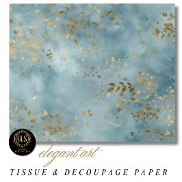 Botanical Teal Gold Leaf Design 薄葉紙