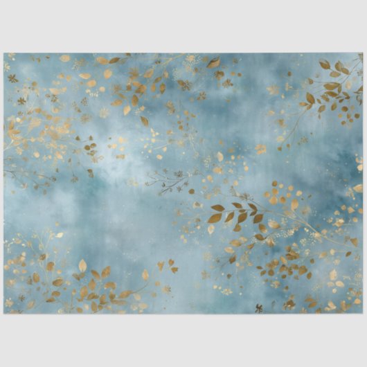 Botanical Teal Gold Leaf Design 薄葉紙 (正面)