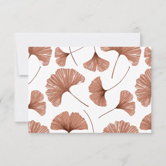 Botanical Terracotta Ginkgo Leaf Wedding RSVP Card (裏面)