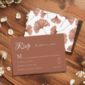 Botanical Terracotta Ginkgo Leaf Wedding RSVP Card