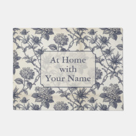Botanical Toile | Hydrangea & Sea Holly Custom ドアマット