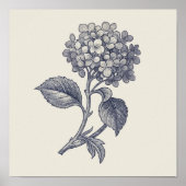 Botanical Toile | Hydrangea Vignette ポスター (正面)