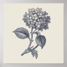 Botanical Toile | Hydrangea Vignette ポスター