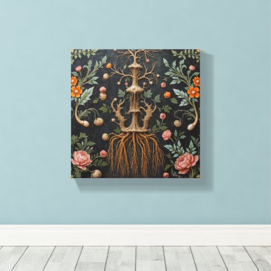 Botanical Tree Roots キャンバスプリント (インサイチュ (ウッドフロア))