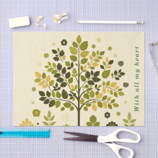 Botanical Tree To From Handmade with gift 薄葉紙 (クラフト)