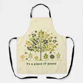 Botanical Tree Watercolor Green Foliage エプロン (正面)