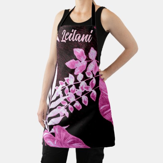 Botanical Tropical Leaves Palm Pink Personalized エプロン (インサイチュ)