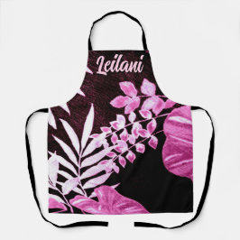 Botanical Tropical Leaves Palm Pink Personalized エプロン