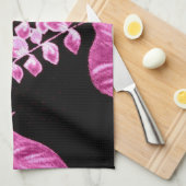 Botanical Tropical Leaves Palm Pink Personalized キッチンタオル (四つ折り)