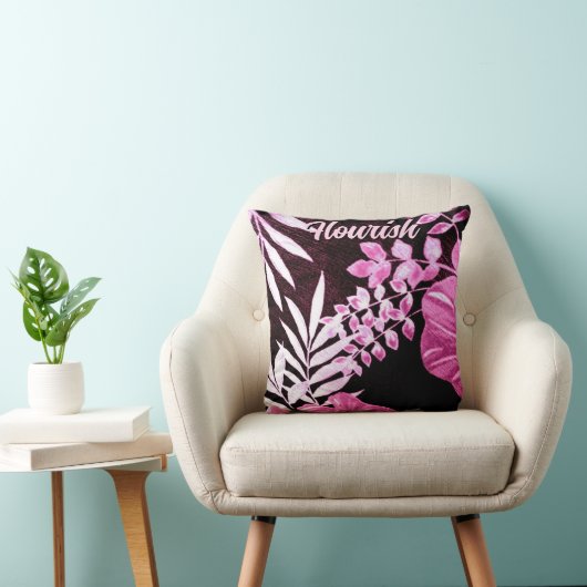 Botanical Tropical Leaves Palm Pink Personalized クッション (椅子)