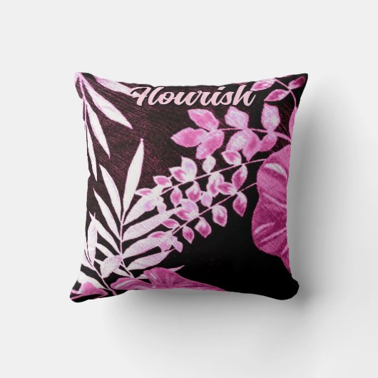 Botanical Tropical Leaves Palm Pink Personalized クッション (裏面)