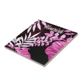Botanical Tropical Leaves Palm Pink Personalized タイル (側面)