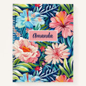 Botanical Tropical Summer Flowers Pattern Floral ノートブック (正面)