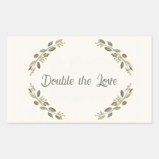 Botanical Twin Baby Shower Olive Branch Boho Green 長方形シール (正面)