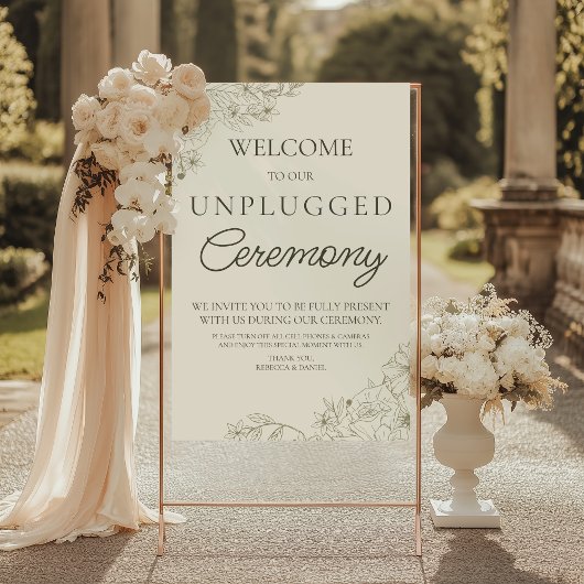 Botanical Unplugged Wedding Ceremony Poster Sign ポスター