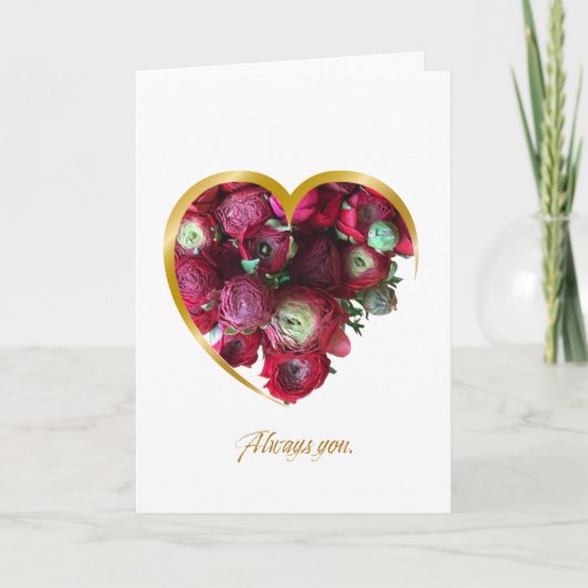 Botanical Valentine’s Day Card – Floral Heart with カード (正面)