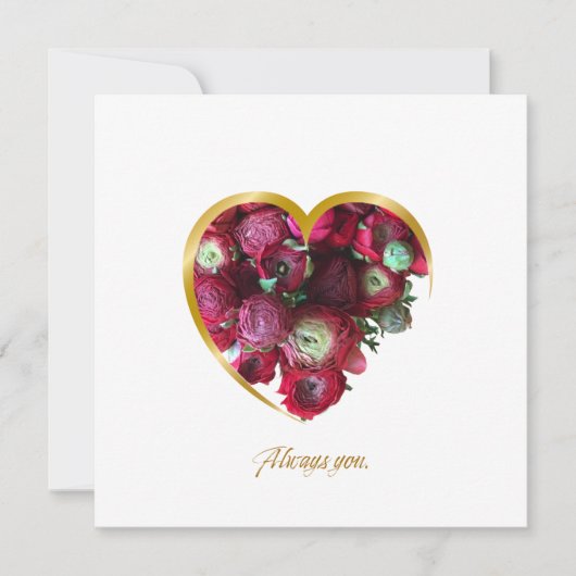 Botanical Valentine’s Day Card – Floral Heart with カード (正面)