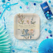  Botanical Vintaqe Wildflower 100th Birthday ペーパープレート (パーティー)