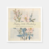 Botanical Vintaqe Wildflower 80th Birthday スタンダードカクテルナプキン (正面)