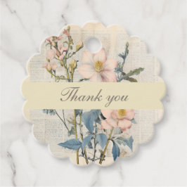  Botanical Vintaqe Wildflower Thank You  フェイバータグ
