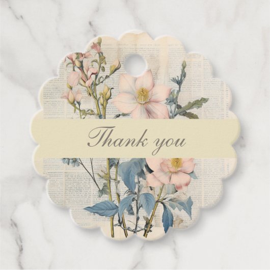  Botanical Vintaqe Wildflower Thank You  フェイバータグ (正面)