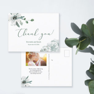 Botanical Waterカラーフローラ結婚のフォトスクリプト ポストカード