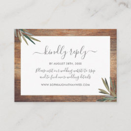 Botanical Water Color Wood's Website 結婚 RSVP エンクロージャーカード