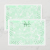 Botanical Watercolor Branches Leaves Monogram ノートカード (正面/裏面)