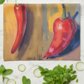 Botanical Watercolor Chillie Kitchen  キッチンタオル (折り畳み)