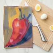 Botanical Watercolor Chillie Kitchen  キッチンタオル (四つ折り)